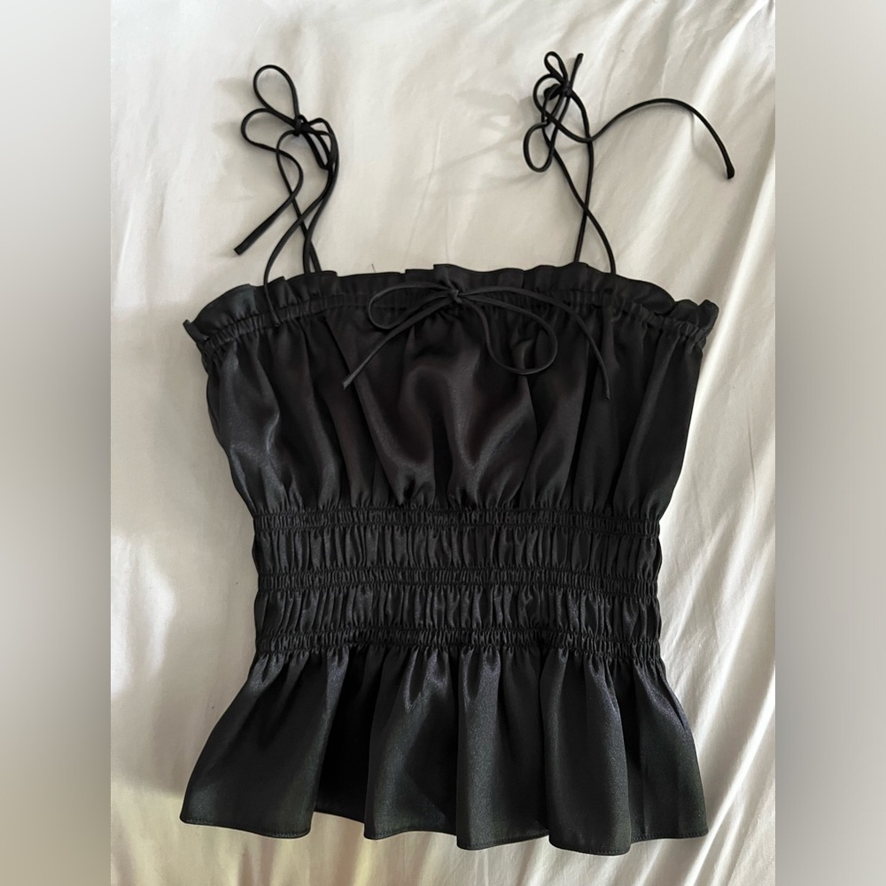 Silky ruched tank top